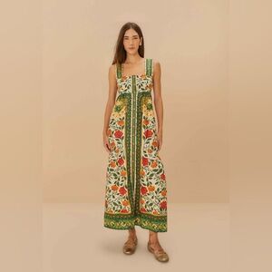 FARM Rio Sand Garden Tapestry Back Bow Maxi Dress
